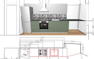 autocad nuova cucina su misura e top in nicchia