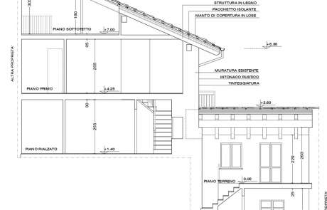 autocad-sezione di progetto ristrutturazione casa Aosta