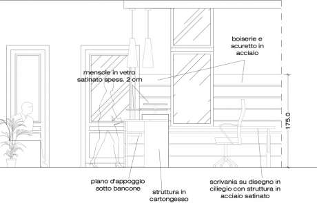 autocad sezione area reception nuovo bancone